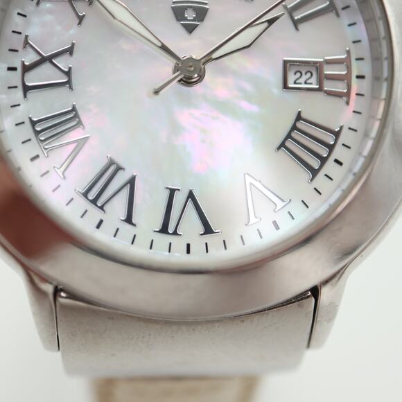 Swiss Legend South Beach MOP Watch 36mm Silver Tone White Leather w New Battery main image 10
